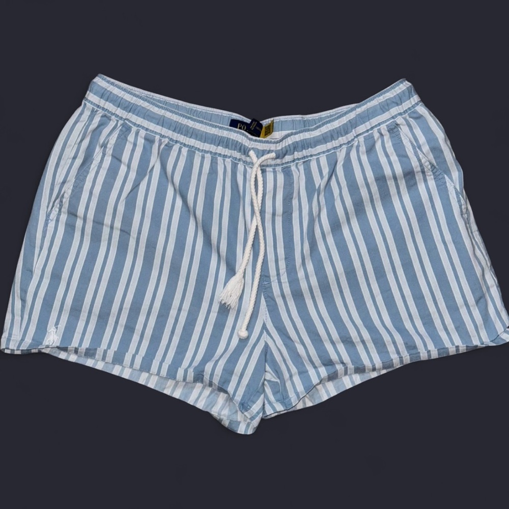 POLO 
Ralph Lauren Light Blue Striped Shorts | Pre-Loved - Picture 2 of 9